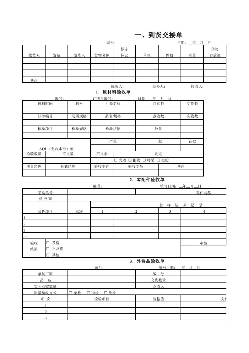 仓库管理专用表格全套