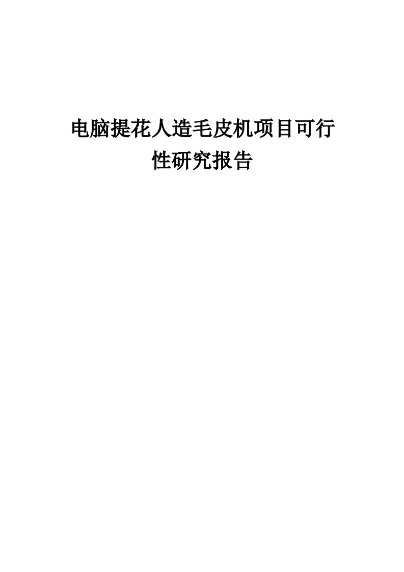 2024年电脑提花人造毛皮机项目可行性研究报告