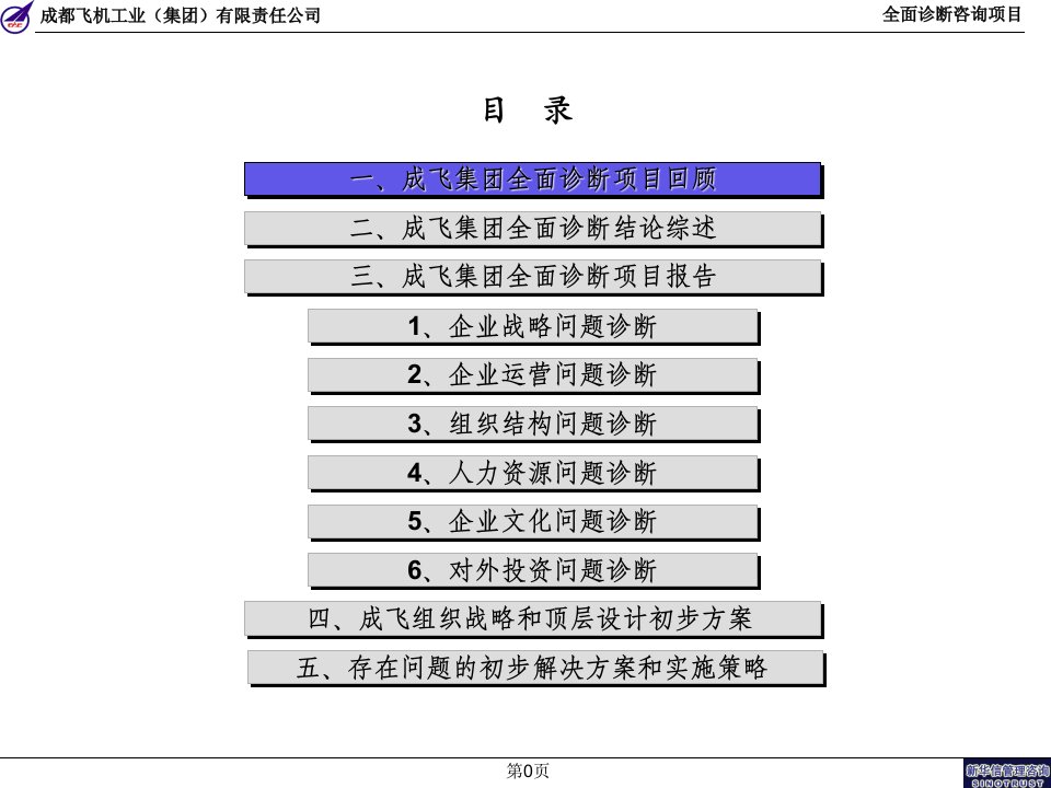 某大型集团公司全面管理咨询项目诊断报告