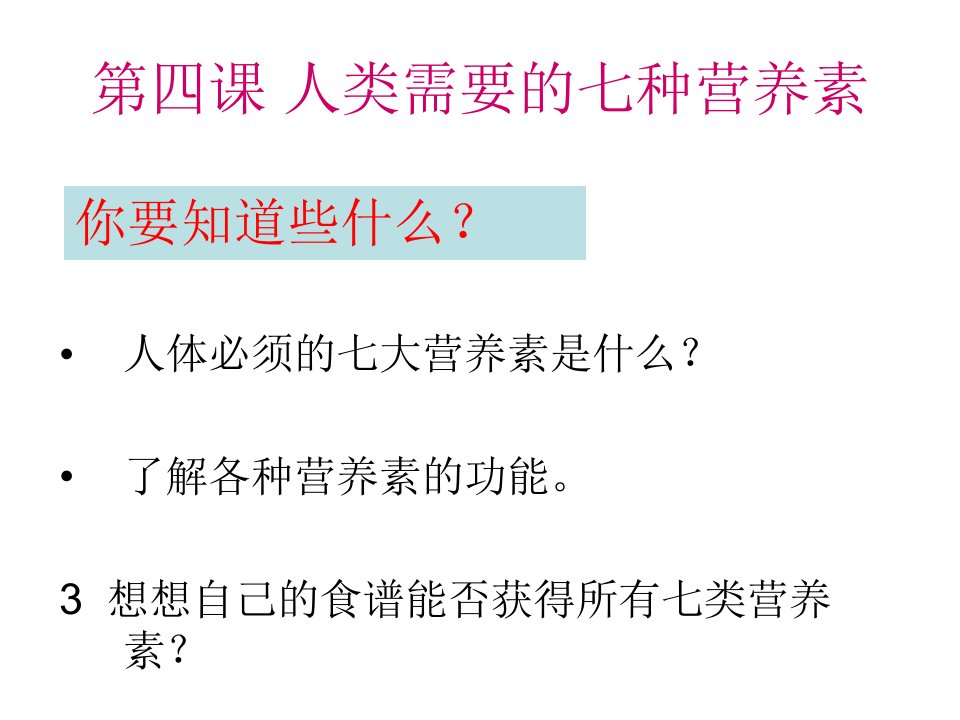 人类需要的七种营养素