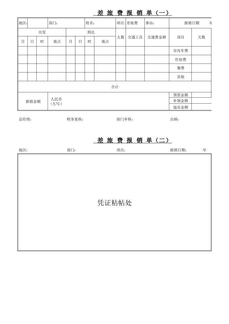 企业管理-04差旅管理09差旅费报销单模板xlsx