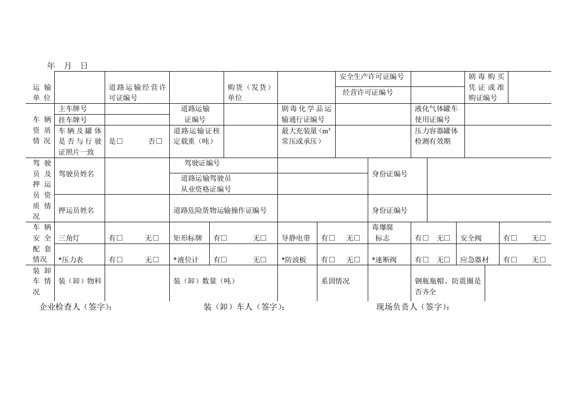 危化品车辆出入登记表131页1