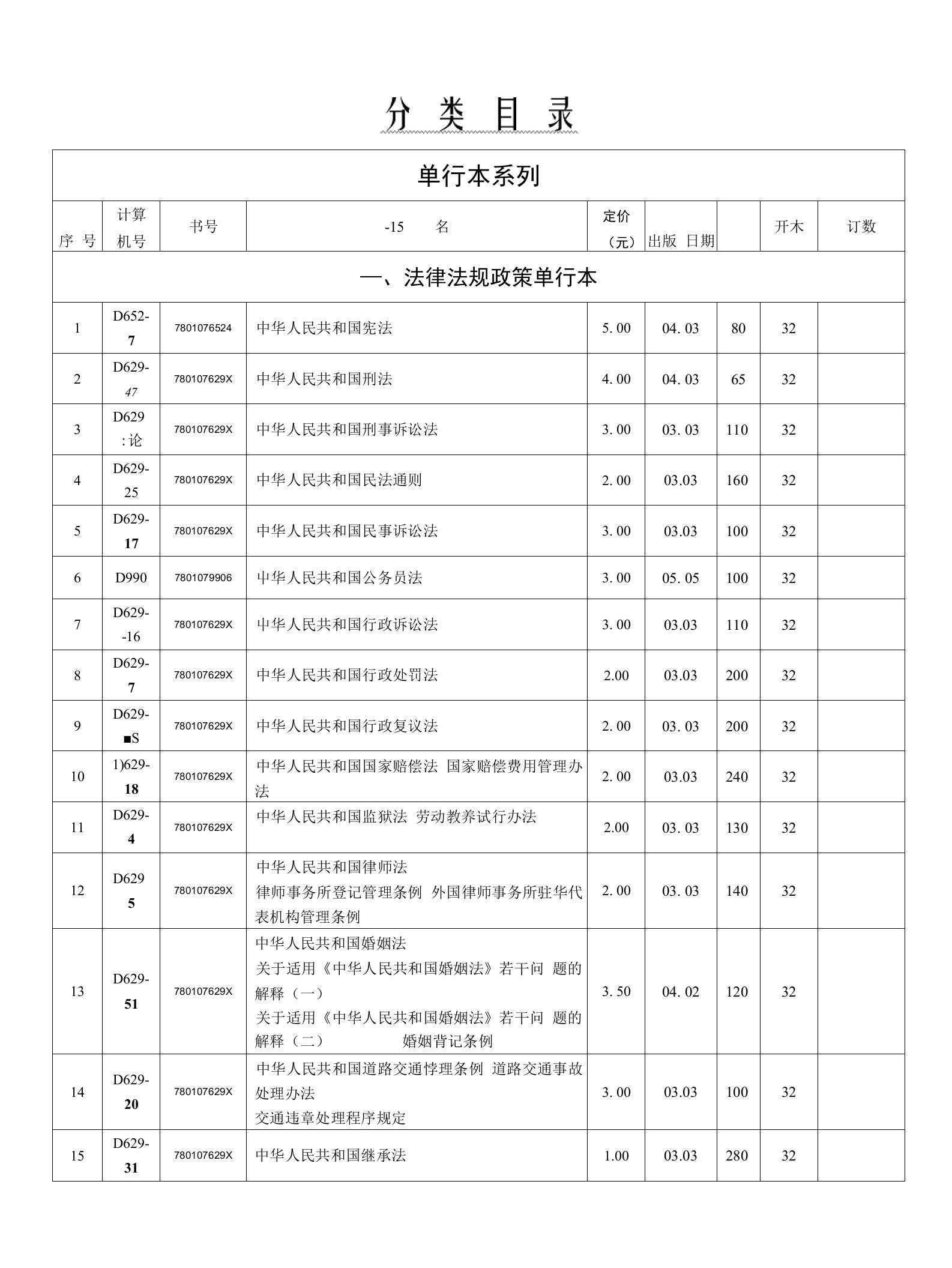 法律法规纪检检查图书目录