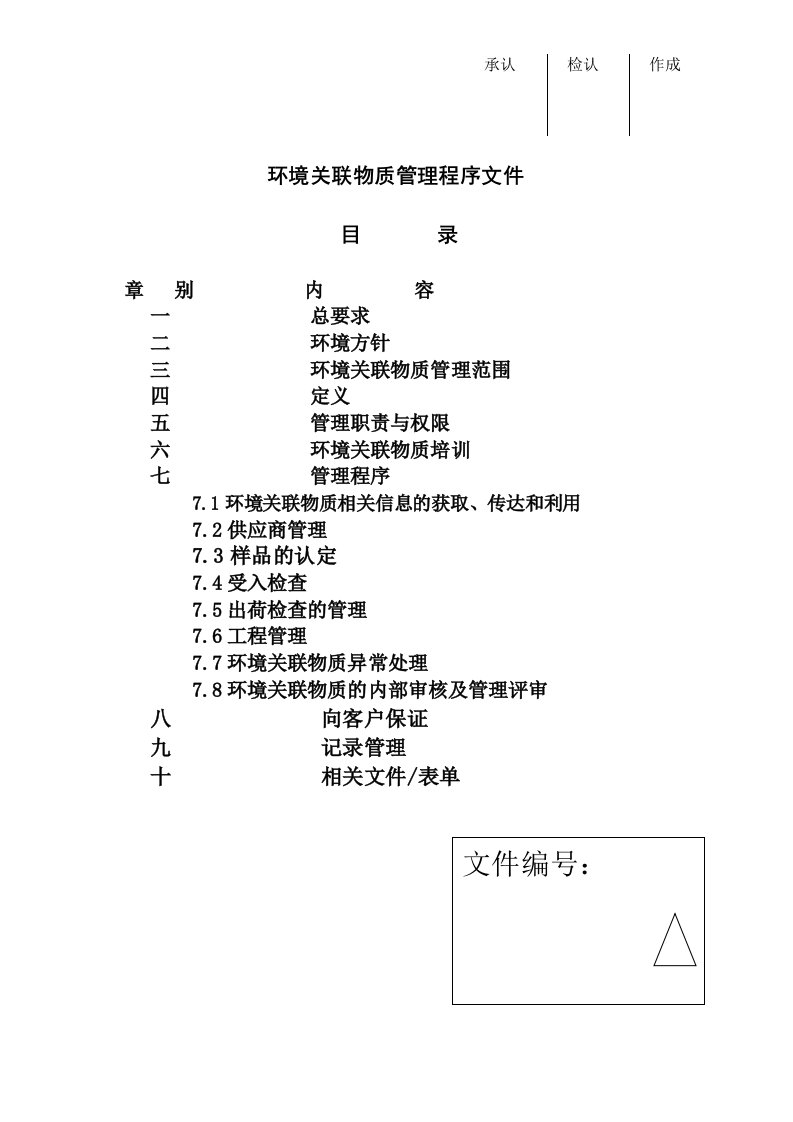 环境管理体系程序文件