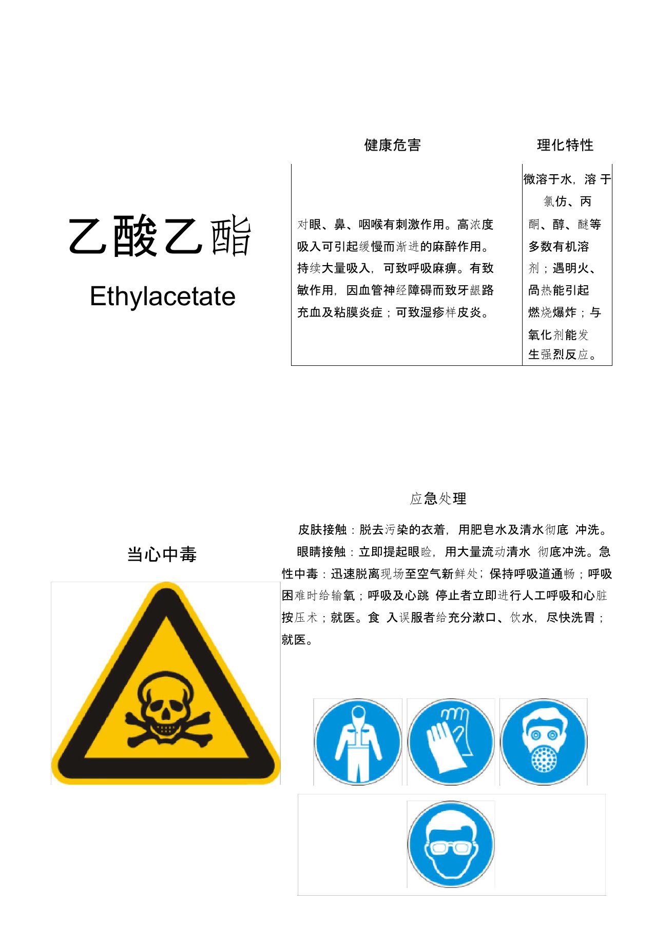 乙酸乙酯-职业病危害告知卡