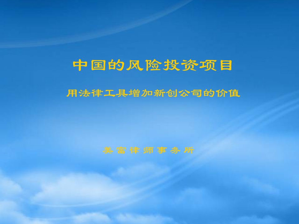 中国的风险投资项目分析报告