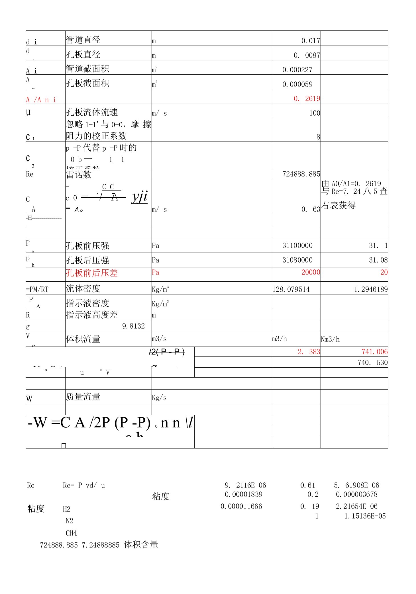 Excel流量孔板计算软件