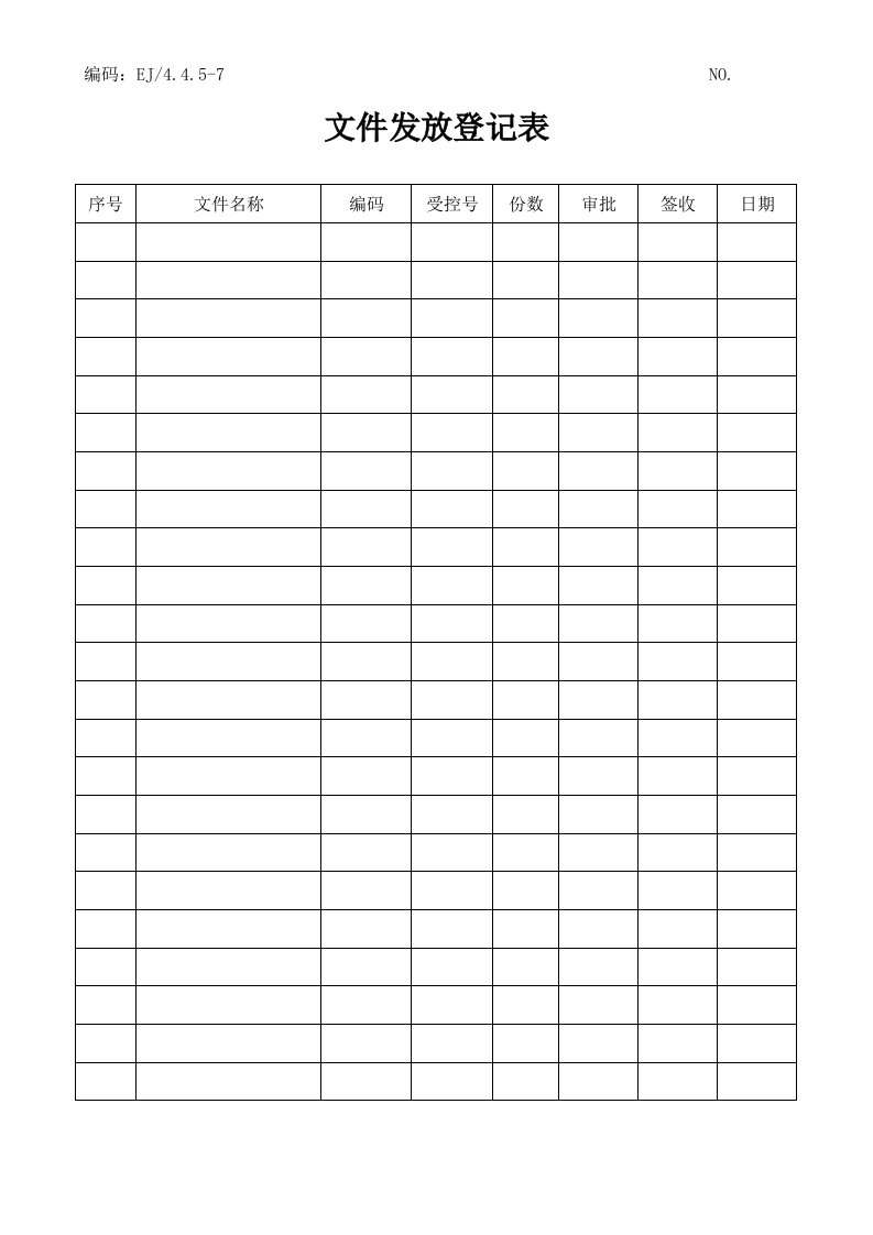 环境记录表样(17个doc)文件发放登记表-其它制度表格