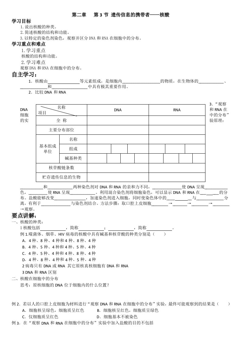 2.3遗传信息的携带者-核酸导学案夏炎