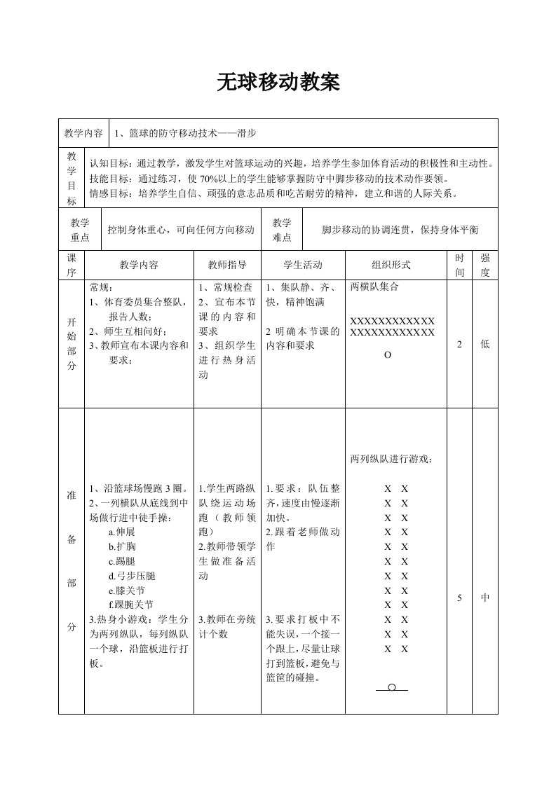 篮球滑步教案