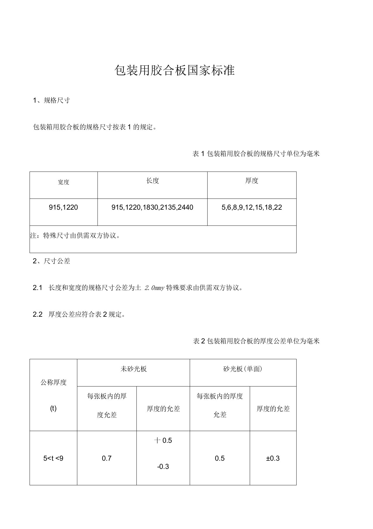 包装胶合板国家标准