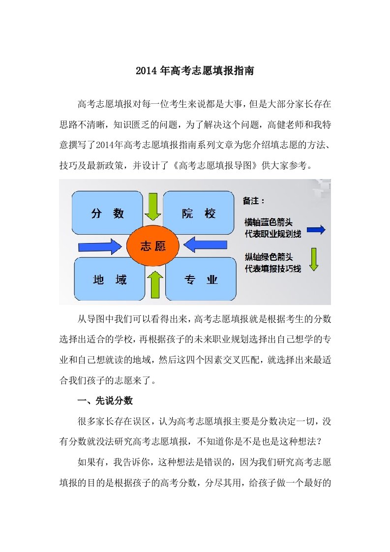 2014年高考志愿填报指南志愿填报的方法、技巧、最新政策