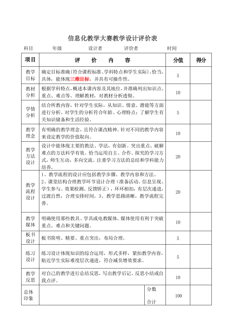 教学设计评价表(推荐文档)