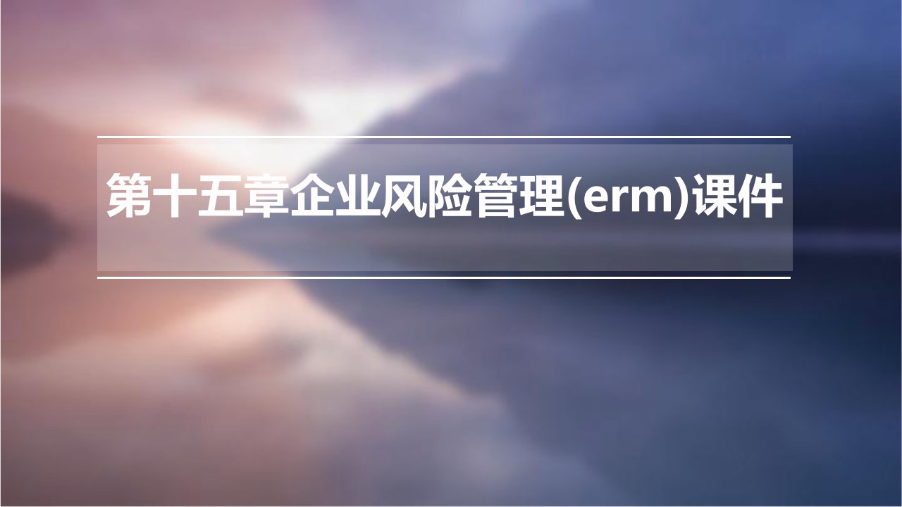 第十五章企业风险管理(ERM)课件