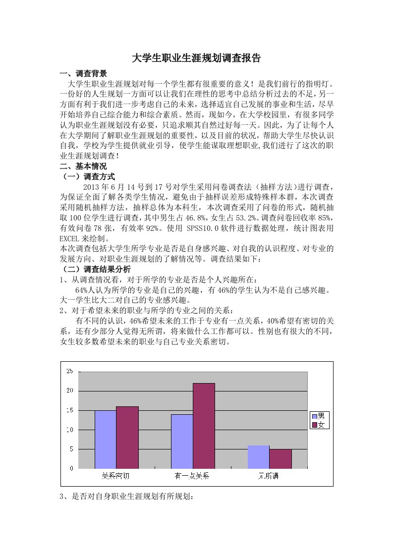 大学生职业生涯规划调查报告