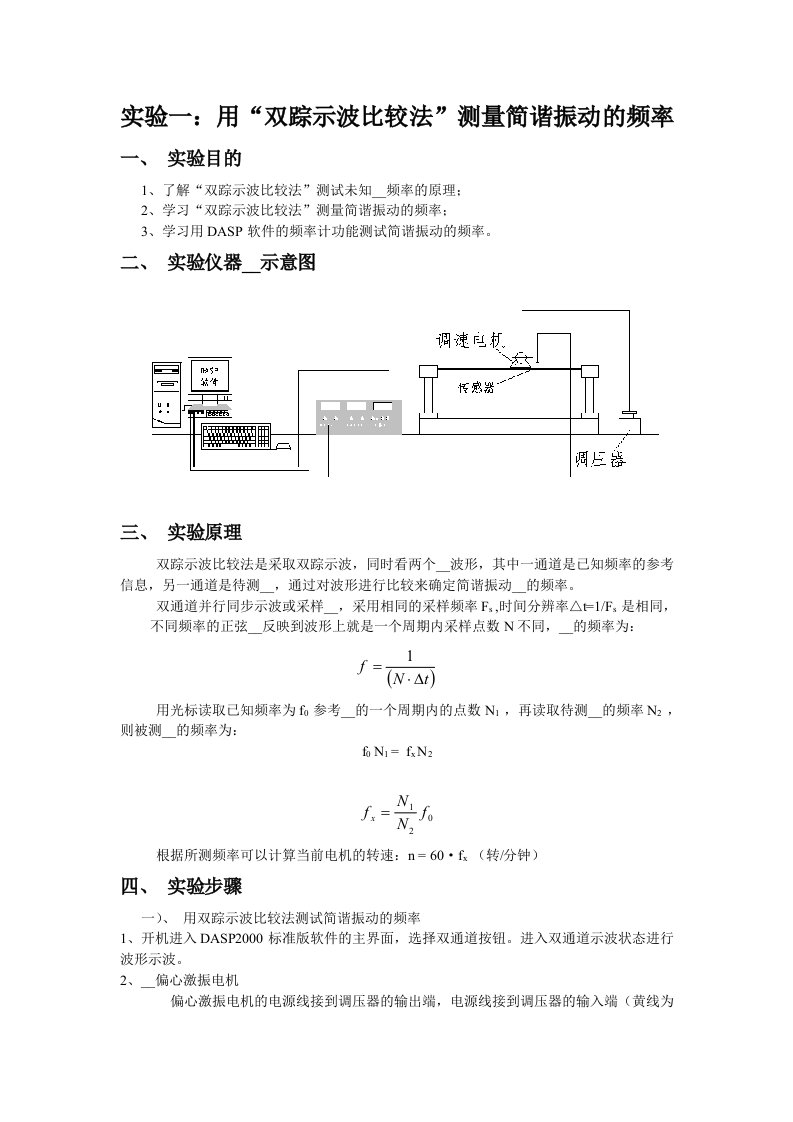 实验一：用“双踪示波比较法”测量简谐振动的频率