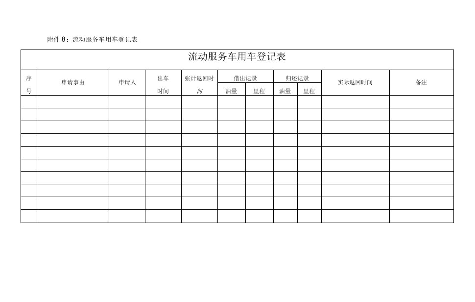 用车登记表