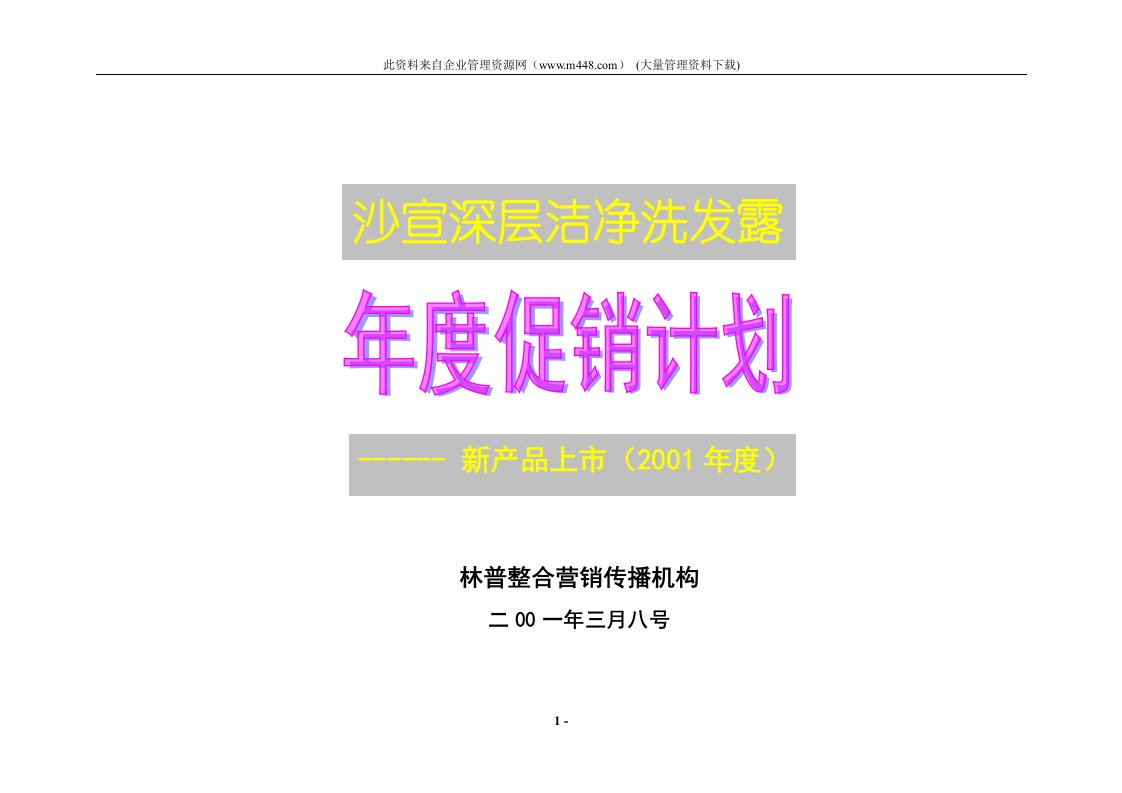 沙宣深层洁净洗发露年度促销计划(doc29)-日化