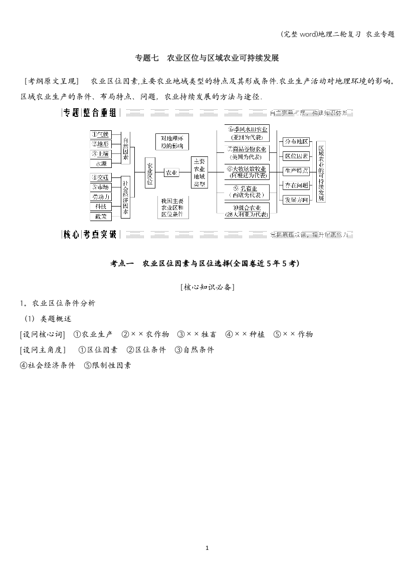 地理二轮复习-农业专题