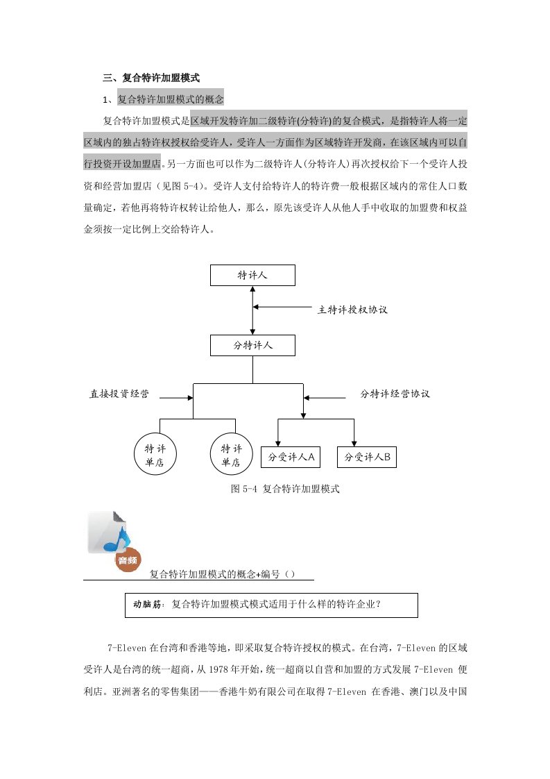 复合特许加盟模式（教材）