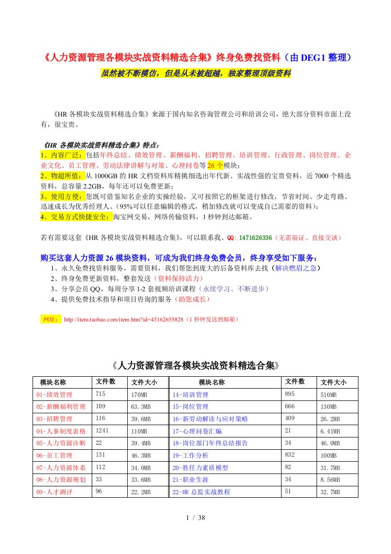 人力资源26模块实战资料精选合集