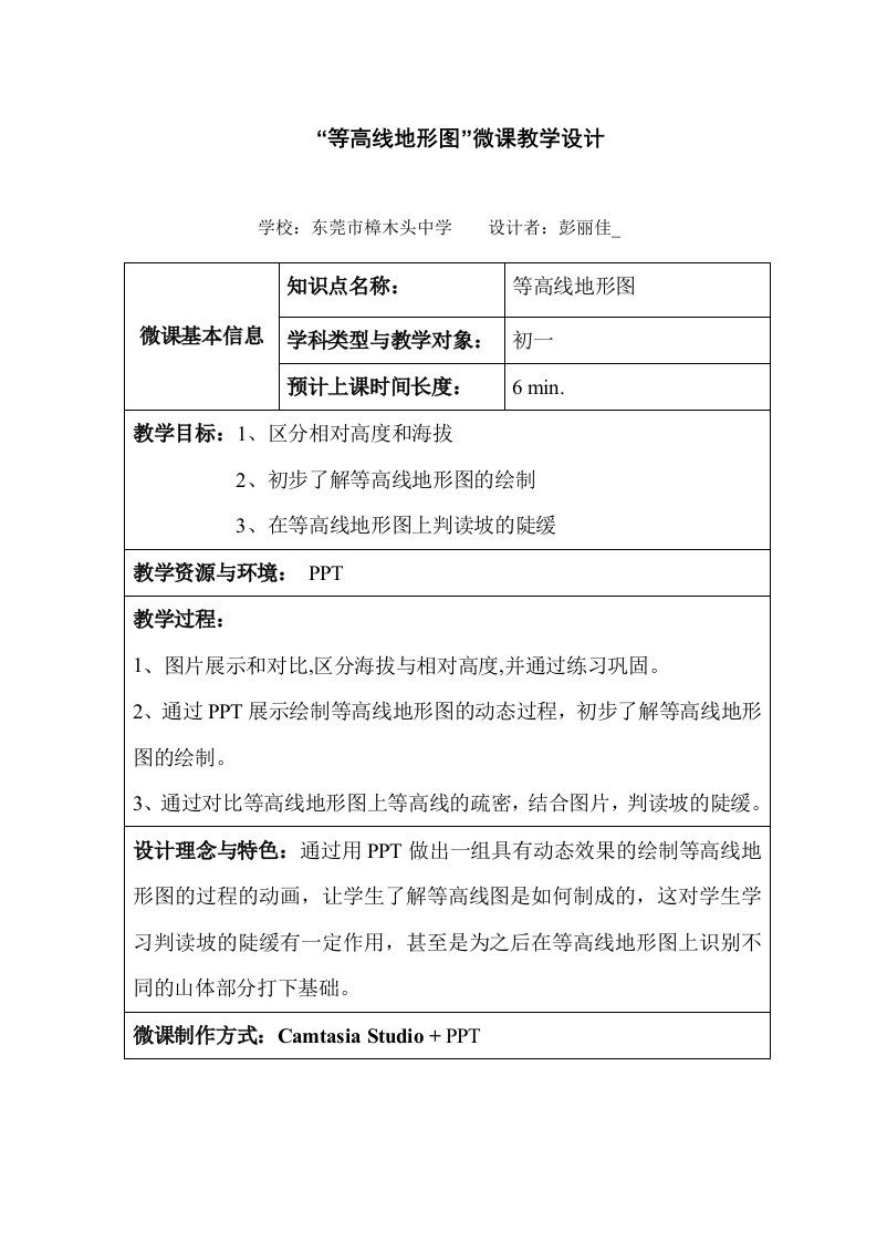 初中地理教学资料：等高线地形图