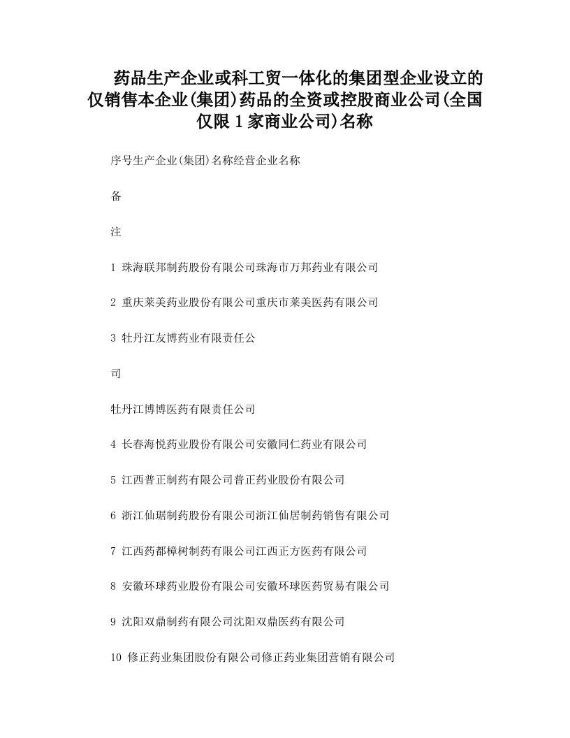 药品生产企业或科工贸一体化的集团型企业设立的仅销售本企