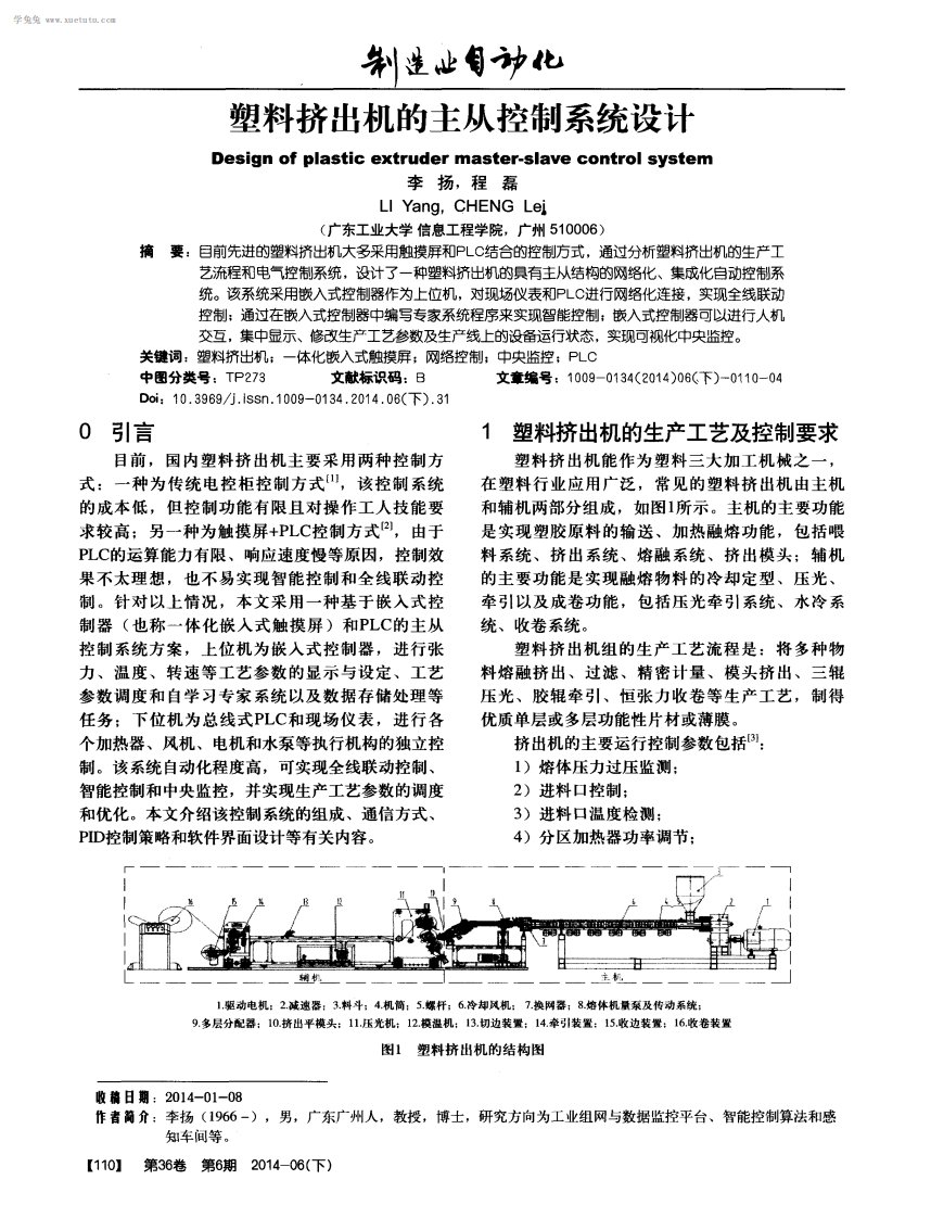 塑料挤出机主从控制系统设计