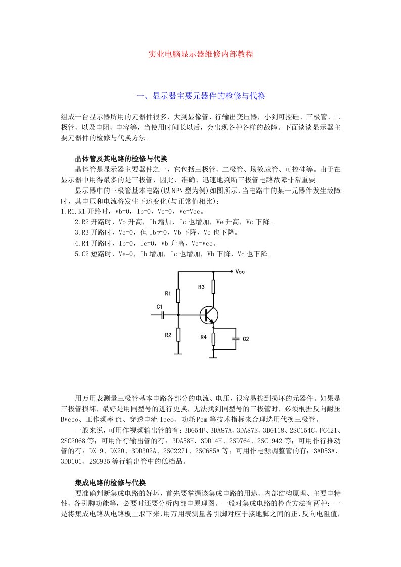 酒类资料-实业电脑显示器维修内部教程免费下载