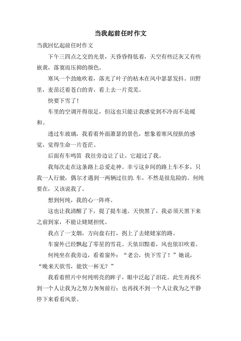 当我起前任时作文