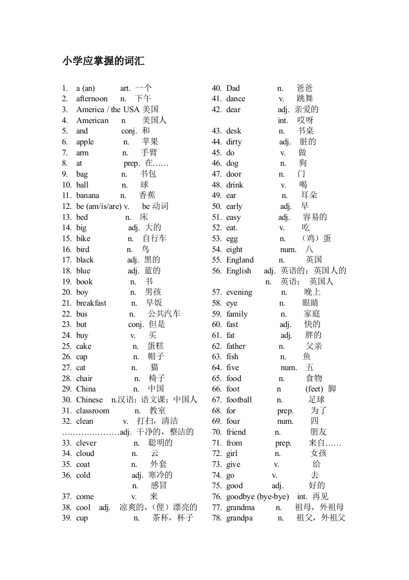 小学应把握的词汇