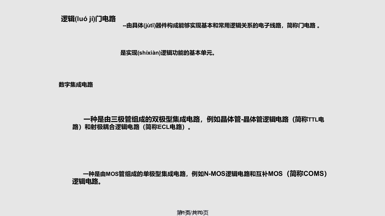 数字电子技术基础——集成逻辑门电路实用教案