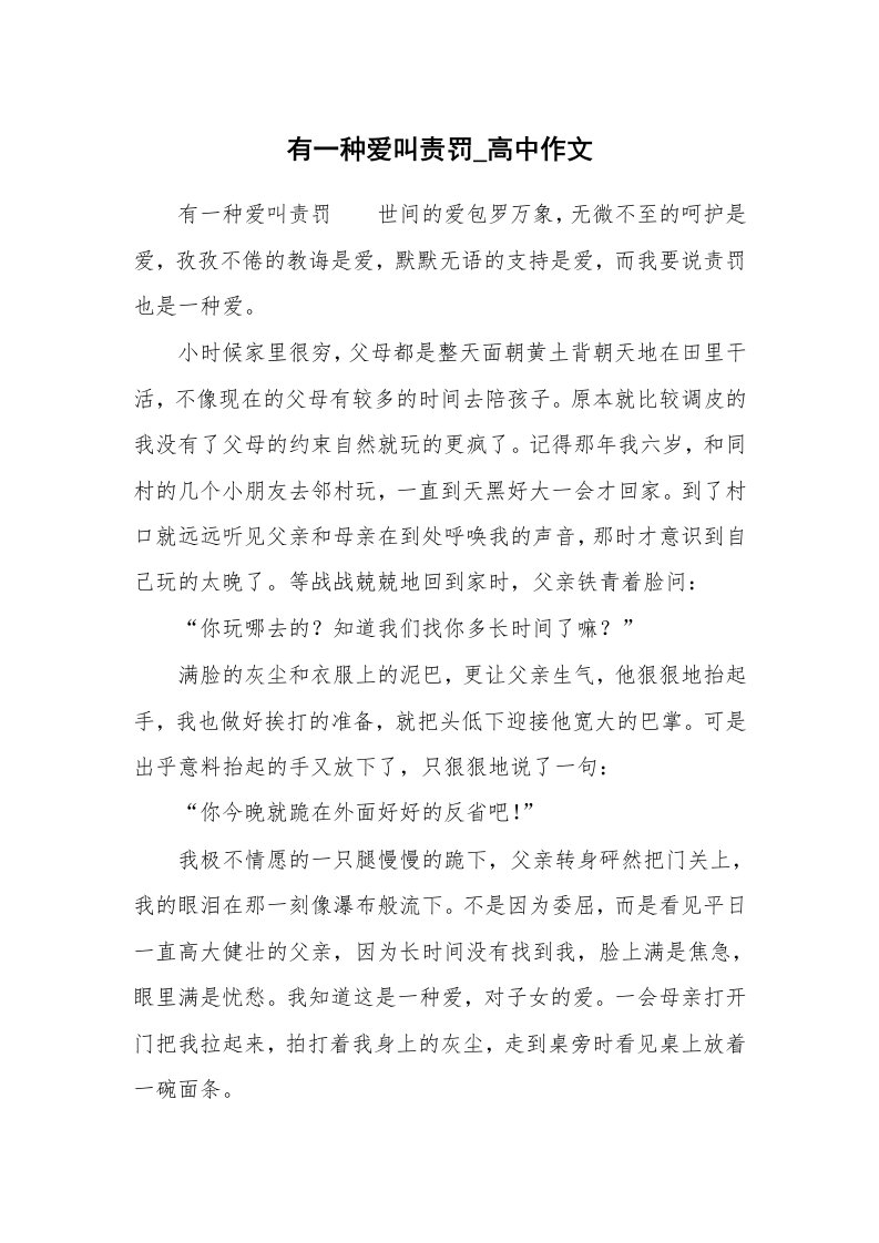 有一种爱叫责罚_高中作文