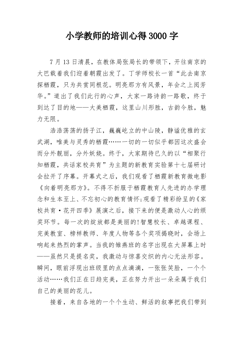 小学教师的培训心得3000字