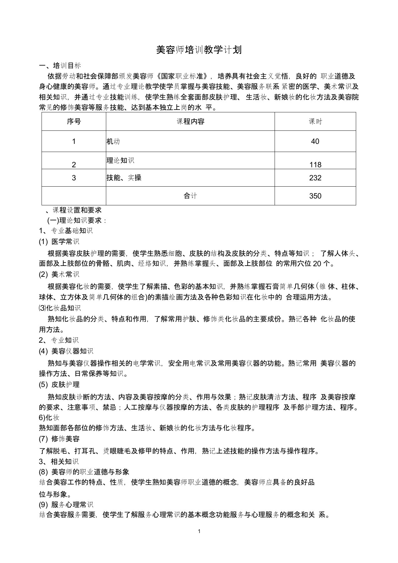 美容师培训计划