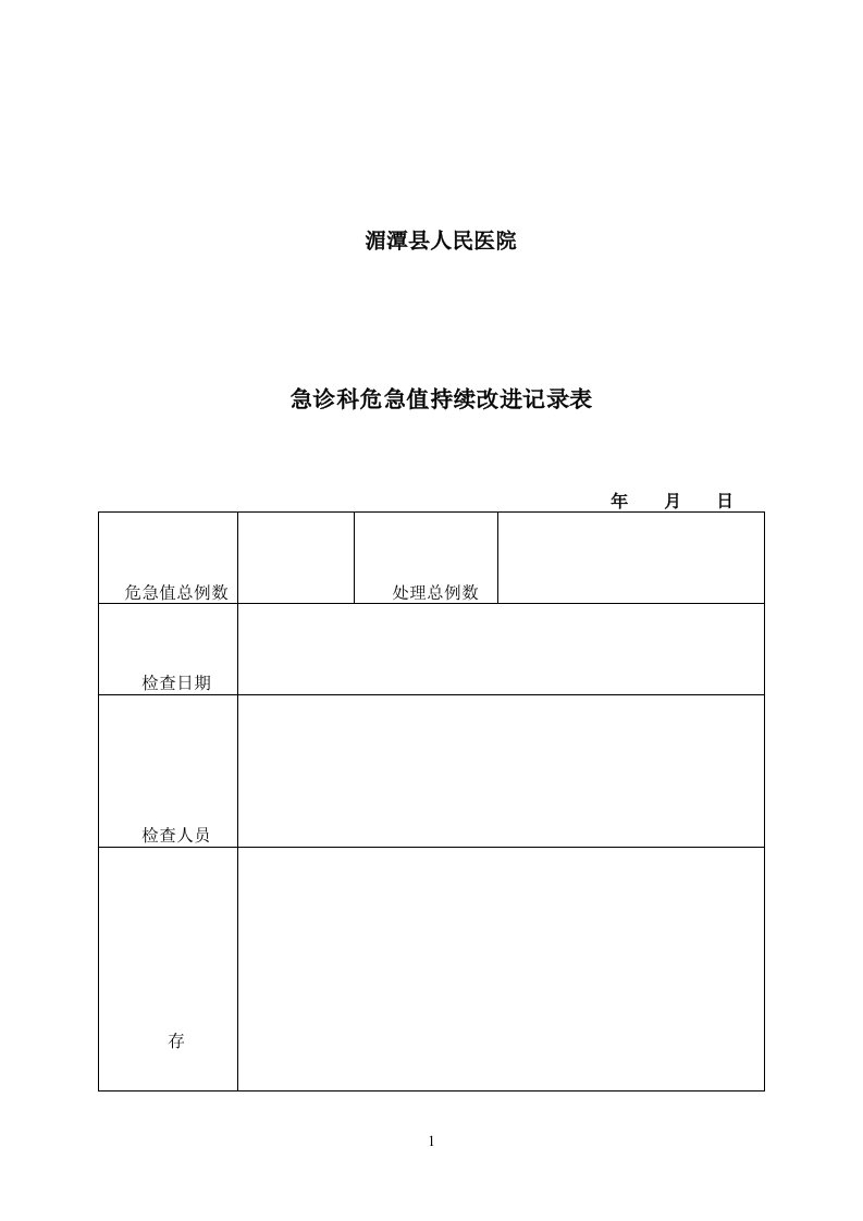 危急值科室持续改进记录