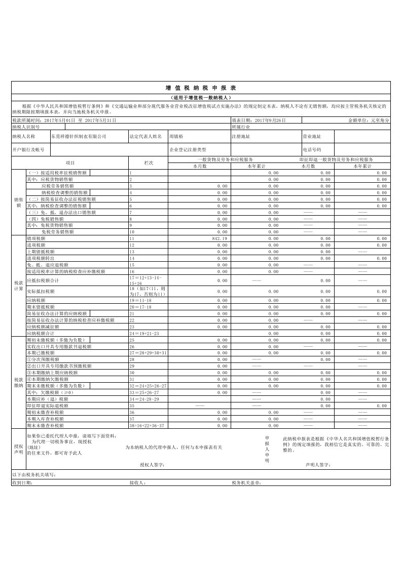 增值税一般纳税人主表附表全套(最新版1)