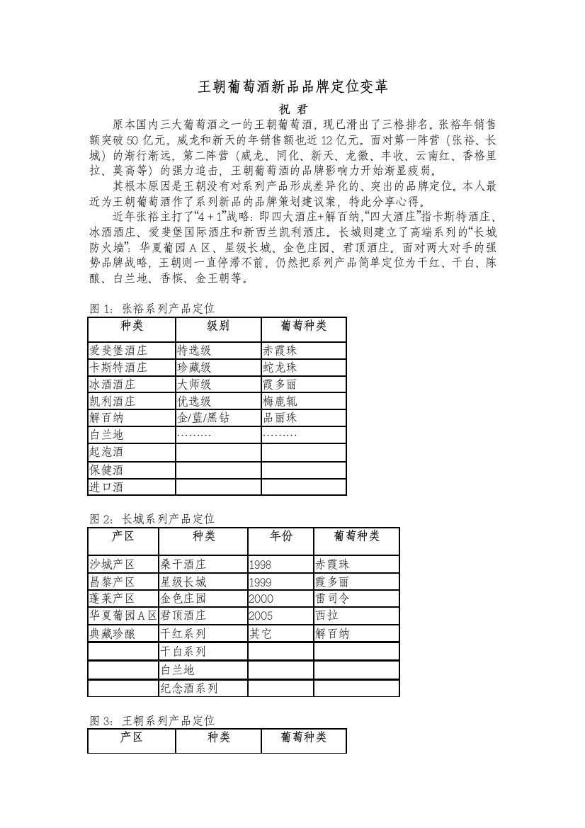 王朝葡萄酒新品品牌定位变革