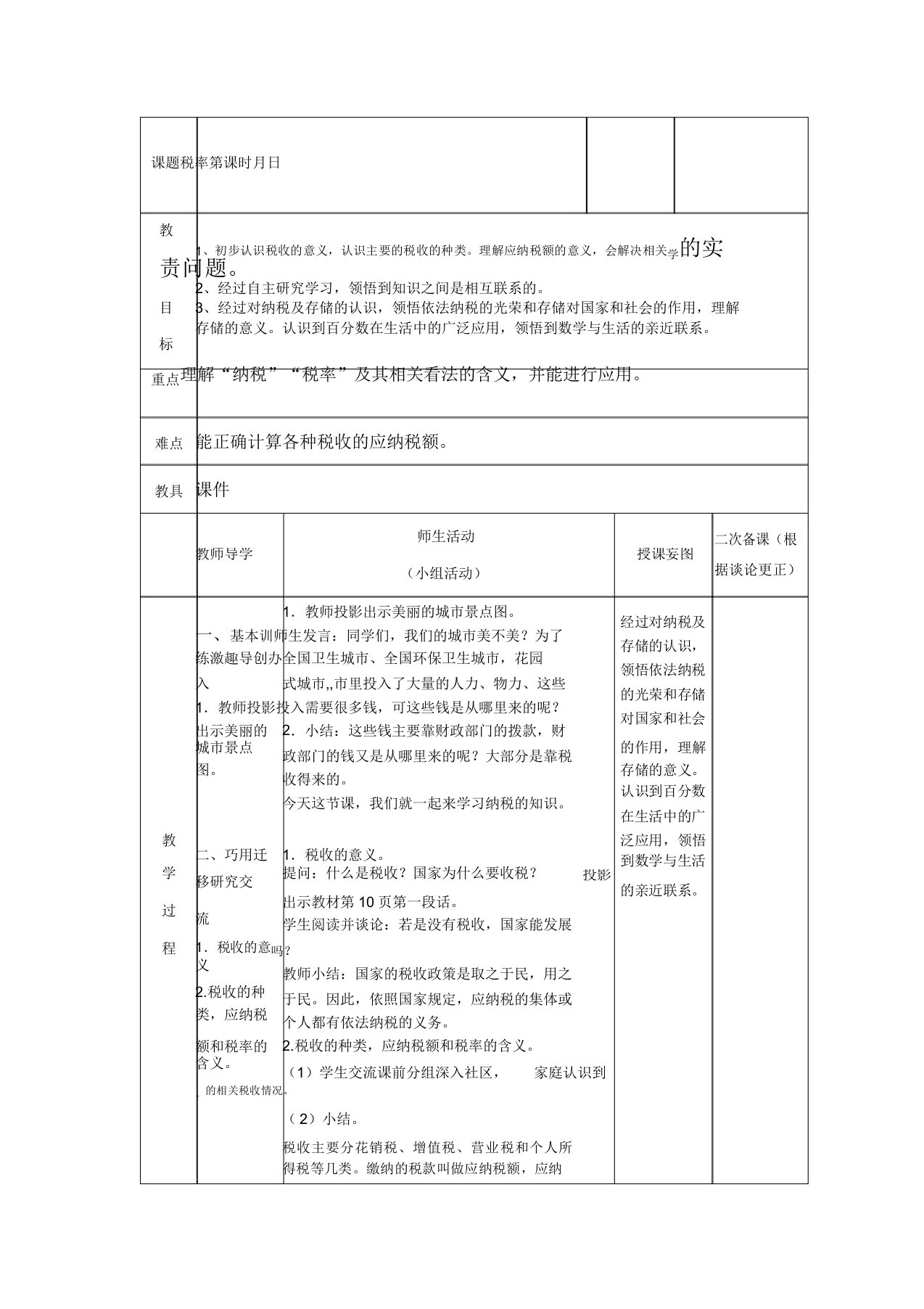 小学数学六年级《税率》教学课件