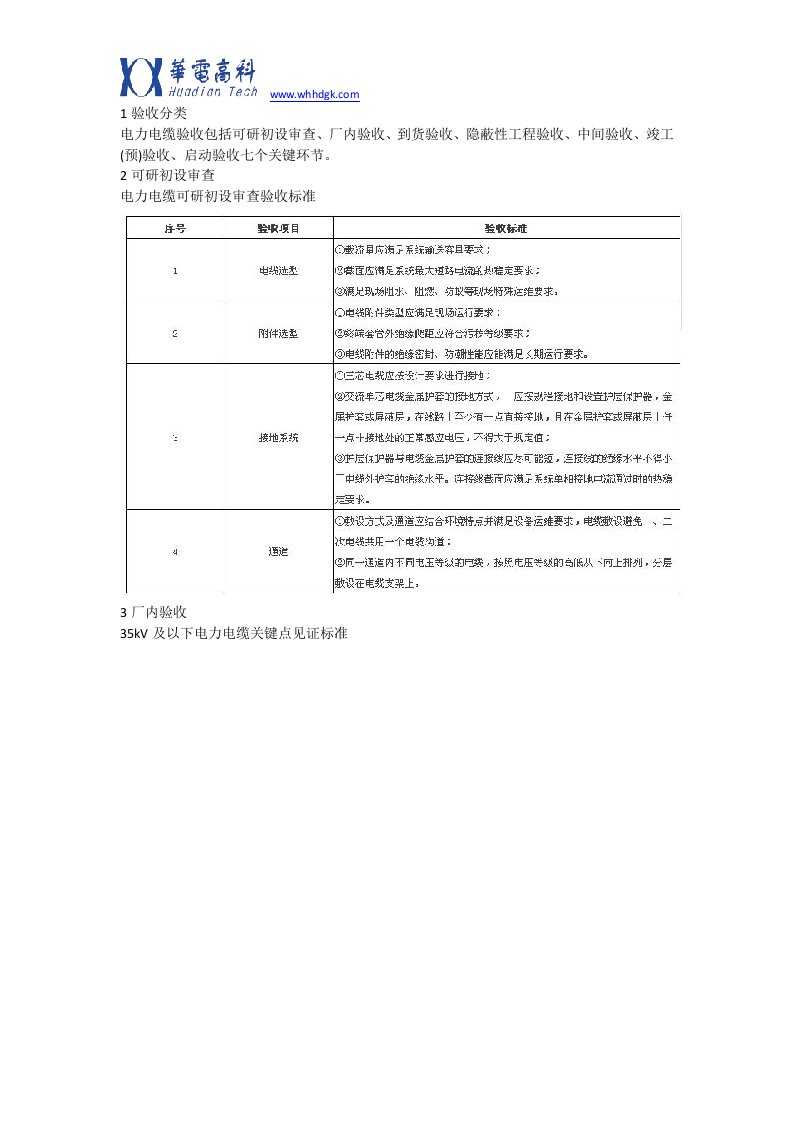 电力电缆验收细则