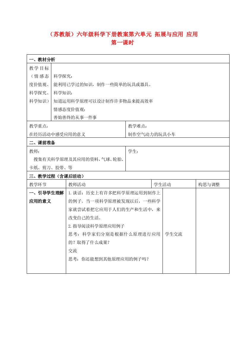 六年级科学下册