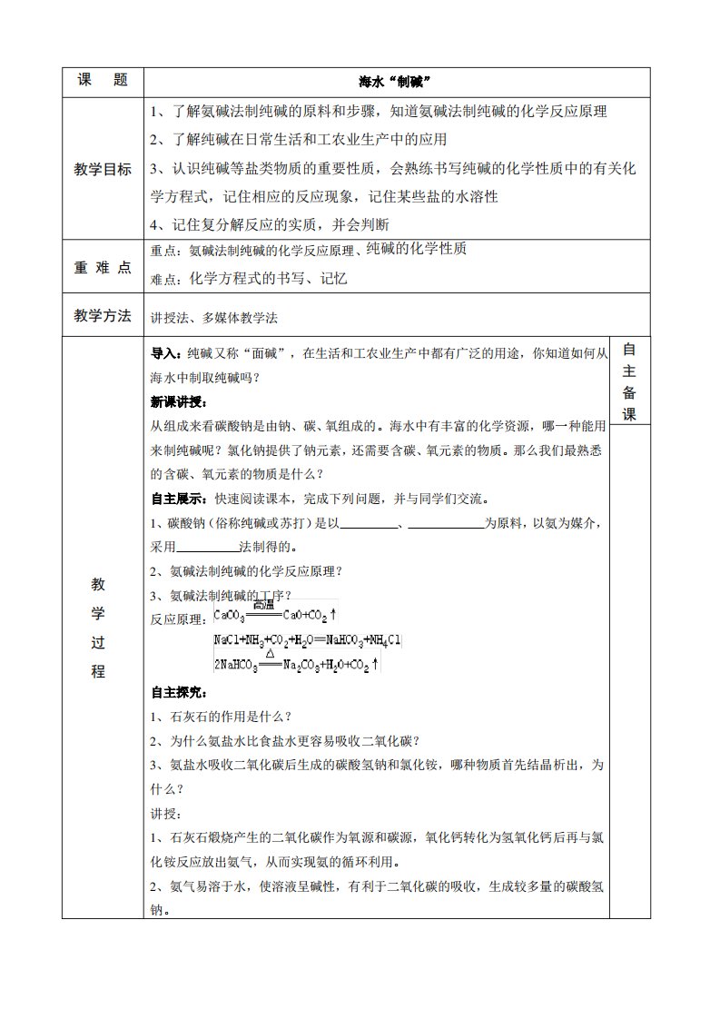 鲁教版九年级下册化学