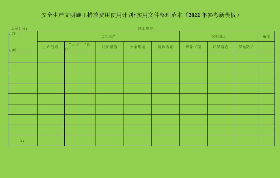 安全生产文明施工措施费用使用计划-实用文件整理范本（2022年参考新模板）