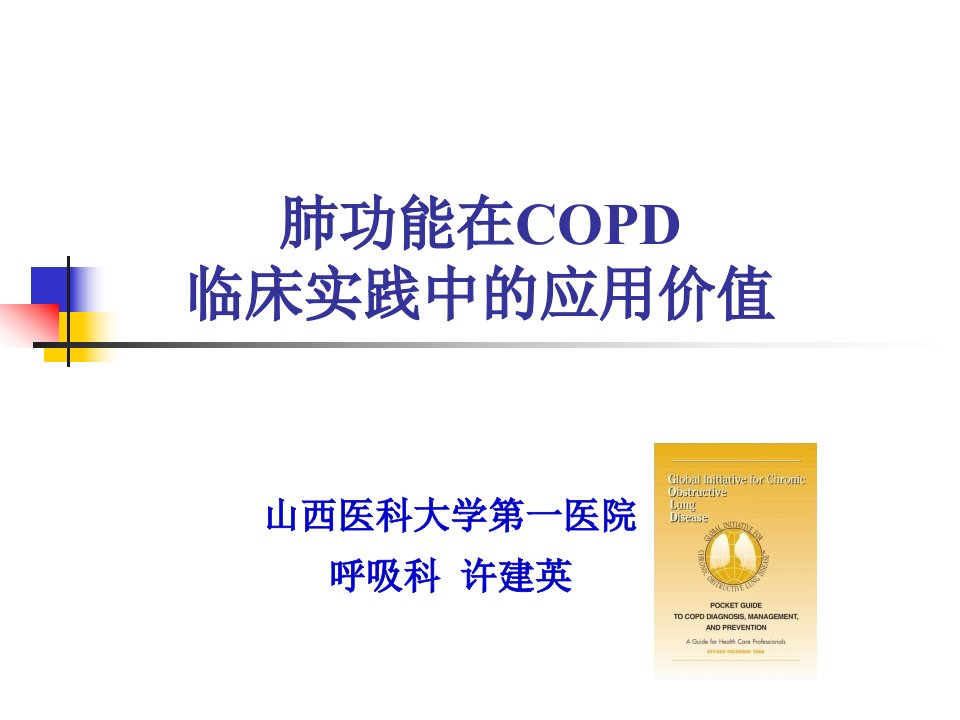 肺功能在COPD临床实践中的应用价值