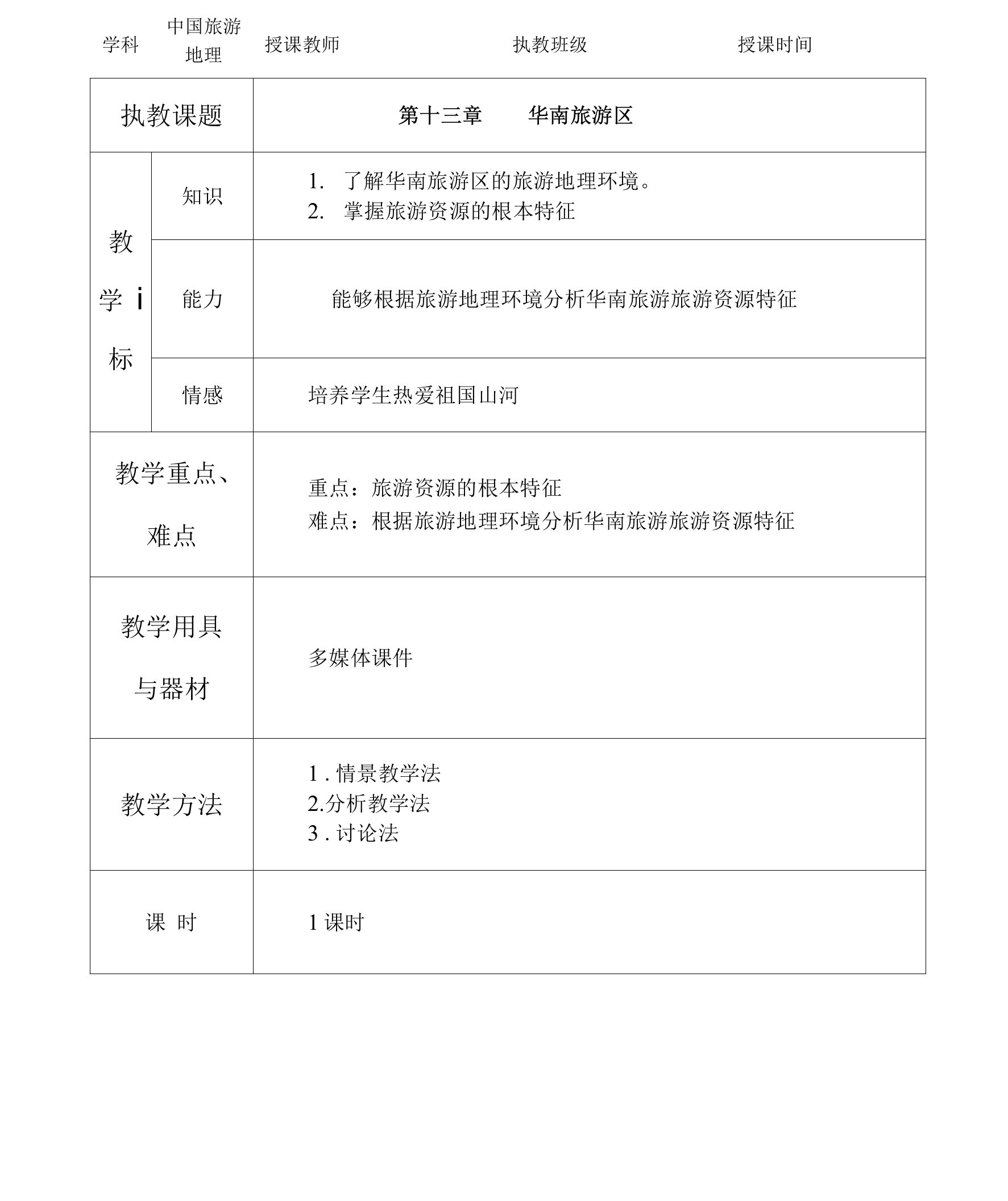 中国旅游地理-电子教案-第十三章