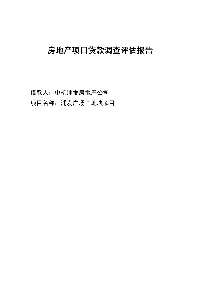 房地产项目贷款评估报告