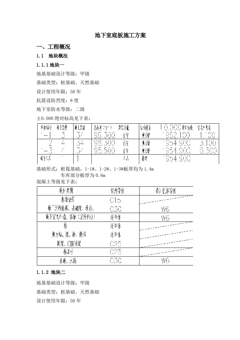 保障房地下室底板施工方案