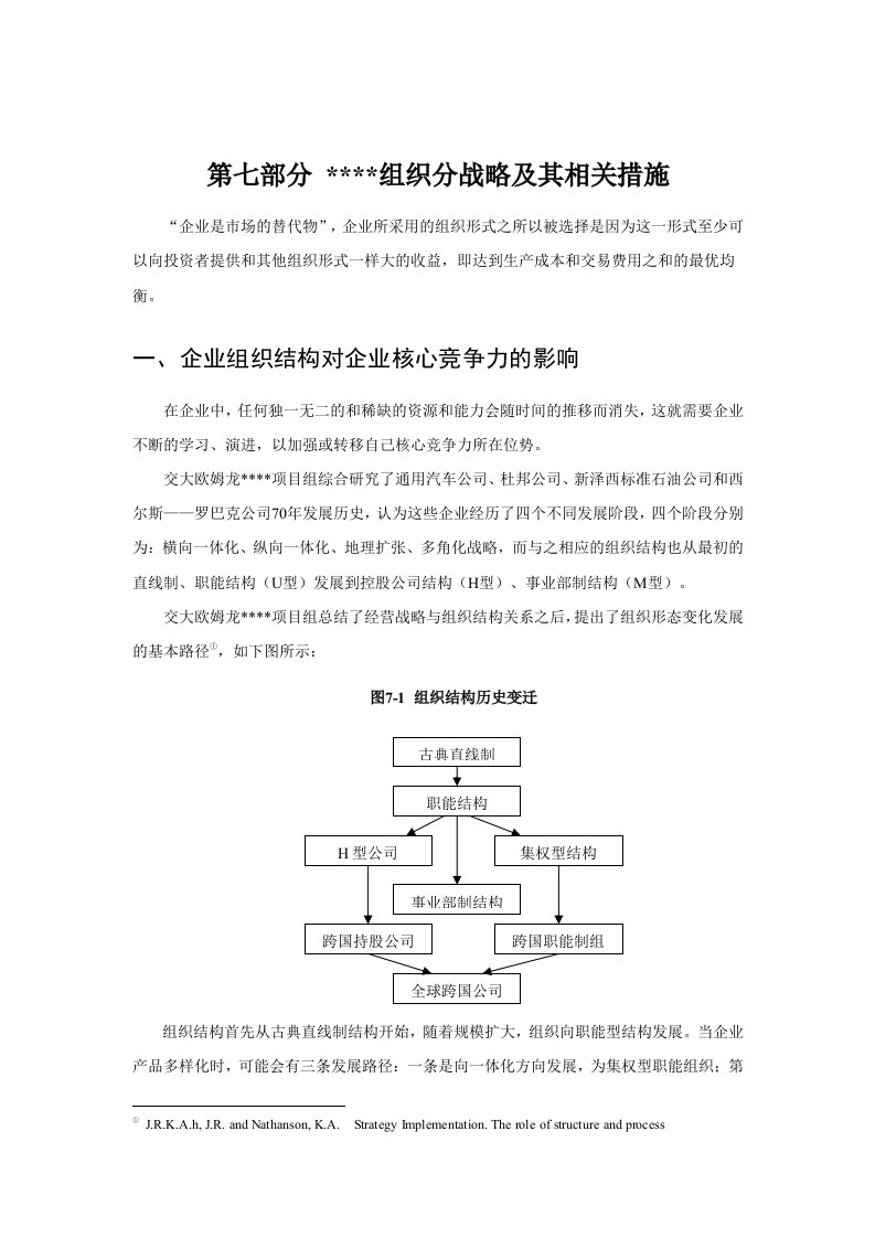 战略管理-某著名储运公司战略规划报告组织分战略及其相关措施1