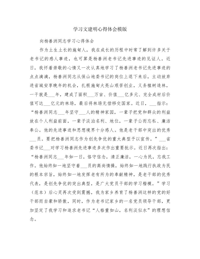 学习文建明心得体会模版