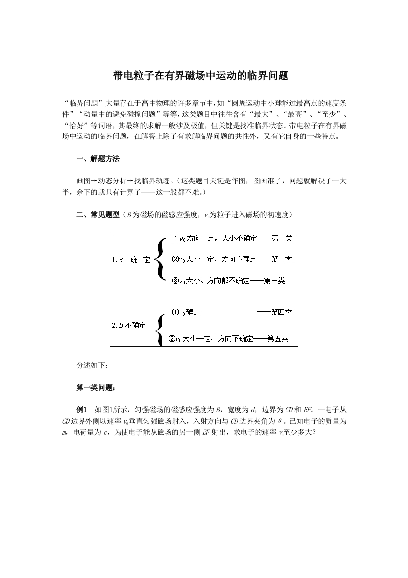 带电粒子在有界磁场中运动超经典